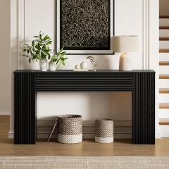 Modern Narrow Entryway Table With Fluted Panel Design and Hidden Storage