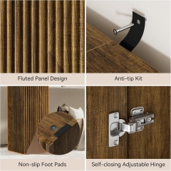 Modern Entryway Table Featuring Textured Fluted Design and Hidden Storage