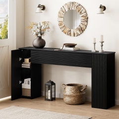 Modern Narrow Entryway Table With Fluted Panel Design and Hidden Storage