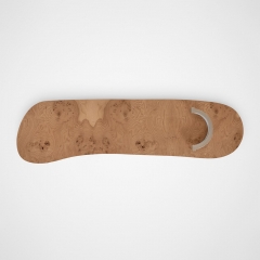 High-End Console Table with Natural Wood Grain and Leather Cylinder Base for Luxury Homes