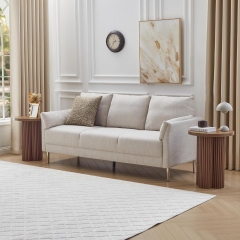 Round Fluted Side Table With Thickened Wood Top for Living Room Bedroom