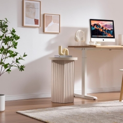 Modern Vertical Ridged Accent Table with Cylindrical Base for Living Room Bedroom and Home Office