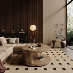 Minimalist Round Coffee Table With Open Storage for Mid Century Decor