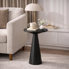 Minimalist Round Top End Table Featuring Fluted Pedestal Design for Small Spaces