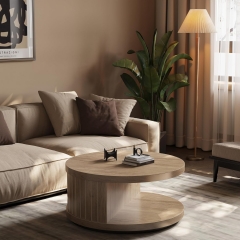 Minimalist Round Coffee Table With Open Storage for Mid Century Decor