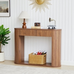 Modern Sturdy Wood Console Table with Drawers and Lower Storage Shelf