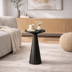Minimalist Round Top End Table Featuring Fluted Pedestal Design for Small Spaces