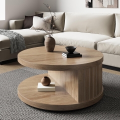 Minimalist Round Coffee Table With Open Storage for Mid Century Decor