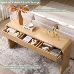 Sleek 3 Drawer Console Table with Smooth Curved Edges for Home Decor