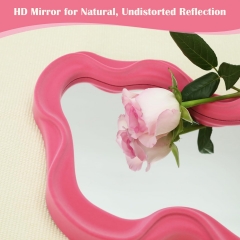 Cute Cloud Shaped Pink Wall Mirror with HD Clear Glass for Playroom and Vanity