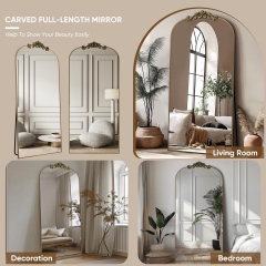 Luxury Baroque Style Arched Wall Mirror with Rust Proof Aluminum Frame for Dressing Room