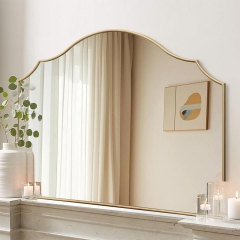 Decorative Gold Scalloped Wall Mirror with HD Glass for Entryway and Bedroom