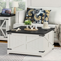 3 Piece Farmhouse Living Room Set with Lift Top Coffee Table and End Tables with Charging Ports