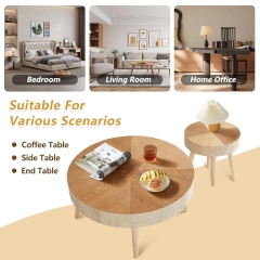 Contemporary Oak Veneer Round Accent Table Set with Waterproof Surface for Apartment