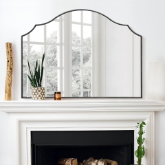 Rustic Black Scalloped Wall Mirror for Farmhouse Living Room and Fireplace Mantel