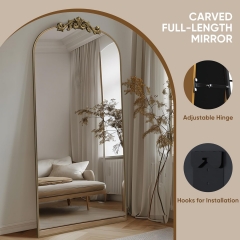 Luxury Baroque Style Arched Wall Mirror with Rust Proof Aluminum Frame for Dressing Room