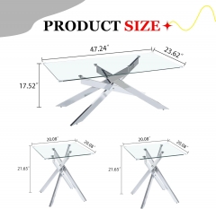 3 Piece Modern Tempered Glass Coffee Table and End Table Set with X-Shaped Metal Legs