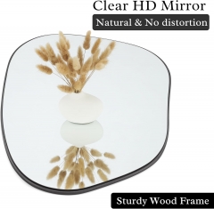 Modern Asymmetrical Black Wall Mirror with Sturdy Wood Frame for Bathroom Vanity