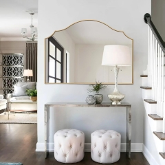 Decorative Gold Scalloped Wall Mirror with HD Glass for Entryway and Bedroom