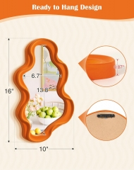 16x10 Inch Funky Orange Wavy Mirror with Soft Flocked Frame for Living Room Decor