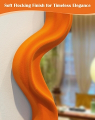 16x10 Inch Funky Orange Wavy Mirror with Soft Flocked Frame for Living Room Decor