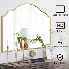 Decorative Gold Scalloped Wall Mirror with HD Glass for Entryway and Bedroom