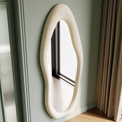 63x24 Inch Irregular Wavy Full Length Mirror with Sponge Filled Flannel Frame