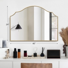 Decorative Gold Scalloped Wall Mirror with HD Glass for Entryway and Bedroom