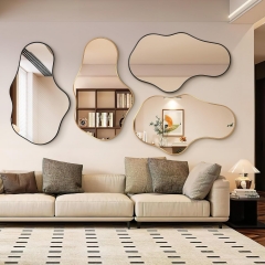 Modern Asymmetrical Cloud Shaped Mirror with Durable Aluminum Frame for Living Room