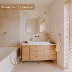 Boho Irregular Gold Wall Mirror with Versatile Hanging Options for Home Decor