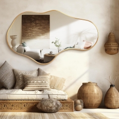 Modern Asymmetrical Cloud Shaped Mirror with Durable Aluminum Frame for Living Room