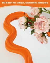 16x10 Inch Funky Orange Wavy Mirror with Soft Flocked Frame for Living Room Decor