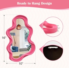 Cute Cloud Shaped Pink Wall Mirror with HD Clear Glass for Playroom and Vanity