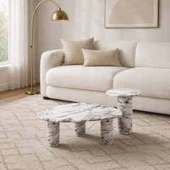 Luxury Arabescato Marble Pattern Table Set for Modern & Minimalist Homes