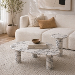 Luxury Arabescato Marble Pattern Table Set for Modern & Minimalist Homes
