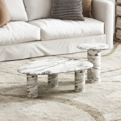 Luxury Arabescato Marble Pattern Table Set for Modern & Minimalist Homes
