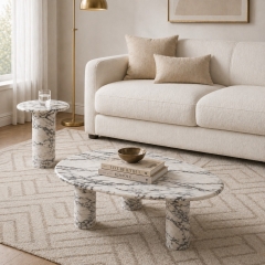 Luxury Arabescato Marble Pattern Table Set for Modern & Minimalist Homes