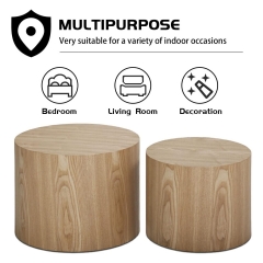 2-Piece Cylinder Nesting Coffee & End Table Set with Wood Veneer Finish