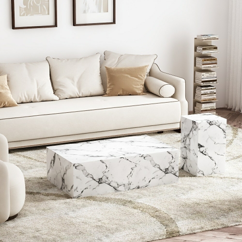 Luxury Arabescato Marble Pattern Table Set for Minimalist & Modern Homes