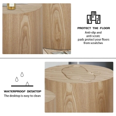 2-Piece Cylinder Nesting Coffee & End Table Set with Wood Veneer Finish