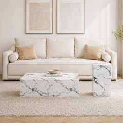 Luxury Arabescato Marble Pattern Table Set for Minimalist & Modern Homes