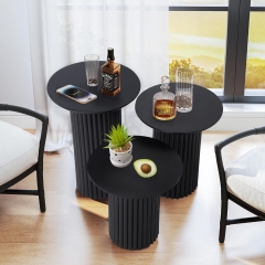 Minimalist Mid Century Fluted Cylinder End Table Set for Apartment