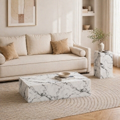 Luxury Arabescato Marble Pattern Table Set for Minimalist & Modern Homes