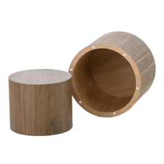 2-Piece Cylinder Nesting Coffee & End Table Set with Wood Veneer Finish
