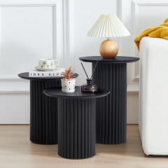 Minimalist Mid Century Fluted Cylinder End Table Set for Apartment