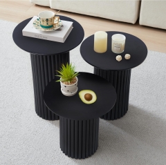 Minimalist Mid Century Fluted Cylinder End Table Set for Apartment