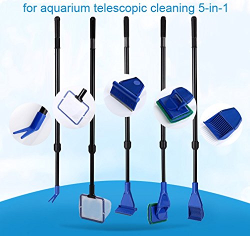 LONDAFISH Cleaning Kit Fish Tank Long Handle Fish Tank Brush Functional Five Cleaning Tools Aquarium Telescopic Cleaning 5-in-1
