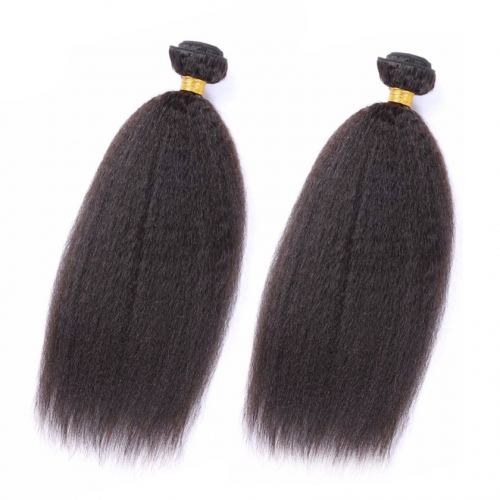 2 Bundles Kinky Straight Hair Extensions Factory Cheap Natural Top Grade Human Hair