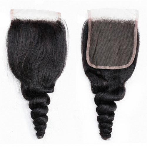 4x4 TransparentLace Closures Loose Wave Bleached Knots Can Be Dyed No Shedding Top Quality