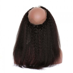 360 Lace Band Frontal Kinky Straight With Baby Hair Virgin Hair Swiss Lace Natural Headline